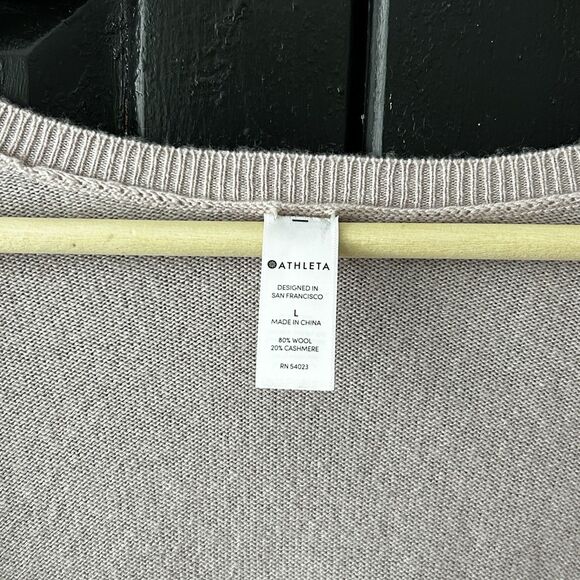 Athleta Finale Wool Cashmere Convertible Sweater Size Large Dove Pink Knit Women - Picture 7 of 11